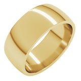 14K Yellow Gold 8 mm Lightweight Comfort-Fit Half Round Band Size 8.5