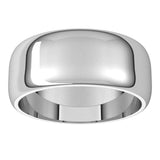 14K White Gold 8 mm Half Round Band Size 14