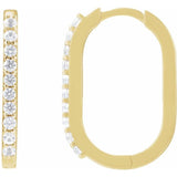 14K Yellow Gold Natural White Sapphire 20 mm Hoop Earrings