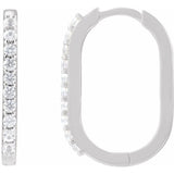 14K White Gold Natural White Sapphire 20 mm Hoop Earrings