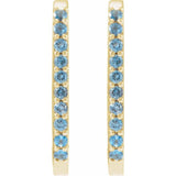 14K Yellow Gold Natural London Blue Topaz 20 mm Hoop Earrings