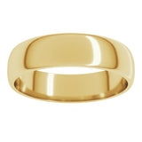 10K Yellow Gold 5 mm Lightweight Half Round Band Size 7