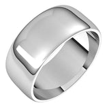 14K White Gold 8 mm Lightweight Half Round Band Size 10.5