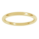 14K Yellow Gold 2 mm Comfort-Fit Full Round Band Size 4.5
