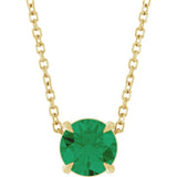14K Yellow Gold 6 mm Lab-Grown Emerald 16-18" Necklace