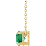 14K Yellow Gold 6 mm Lab-Grown Emerald 16-18" Necklace