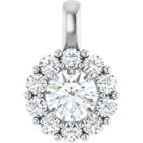 14K White Gold 1 CTW Lab-Grown Diamond Halo-Style Pendant