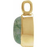14K Yellow Gold Natural Moss Agate Charm/Pendant