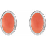 Sterling Silver Natural Pink Coral Earrings