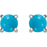14K White Gold 5 mm Natural Turquoise Earrings