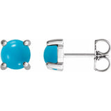 14K White Gold 6 mm Natural Turquoise Earrings