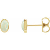 14K Yellow Gold Lab-Grown White Opal Earrings