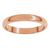 14K Rose Gold 3 mm Half Round Band Size 6.5