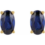 14K Yellow Gold 5x3 mm  Lab-Grown Blue Sapphire Earring