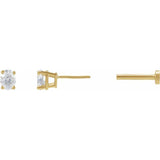 14K Yellow Gold 1/10 CT Natural Diamond Earring