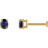 14K Yellow Gold 4x3 mm  Lab-Grown Blue Sapphire Earring
