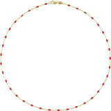 14K Yellow Gold-Filled 1.6 mm Red Enamel Bead Paperclip-Style 20" Chain