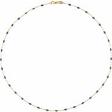14K Yellow Gold-Filled 1.6 mm Blue Enamel Bead Paperclip-Style 18" Chain