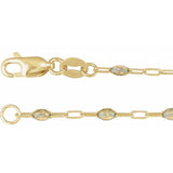 14K Yellow Gold-Filled 1.6 mm Multi-Color Enamel Bead Paperclip-Style 7" Chain