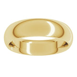 14K Yellow Gold 5.5 mm Comfort-Fit Half Round Band Size 10
