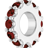 14K White Gold Natural Mozambique Garnet Spacer Charm/Pendant