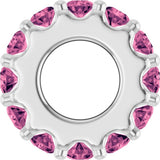 14K White Gold Natural Pink Tourmaline Spacer Charm/Pendant