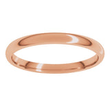 14K Rose Gold 2 mm Lightweight Comfort-Fit Half Round Band Size 7.5
