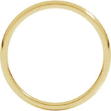 10K Yellow Gold 2 mm Lightweight Comfort-Fit Half Round Band Size 7.5
