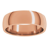 14K Rose Gold 6 mm Lightweight Comfort-Fit Half Round Band Size 10