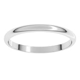 Platinum 2 mm Lightweight Half Round Band Size 8