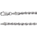 14K White Gold 3 mm Rope 18" Chain