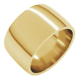 14K Yellow Gold 12 mm Lightweight Comfort-Fit Half Round Band Size 11