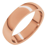 14K Rose Gold 5 mm Lightweight Comfort-Fit Half Round Band Size 12