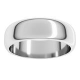 14K White Gold 6 mm Half Round Band Size 11