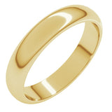 14K Yellow Gold 4 mm Half Round Band Size 11.5