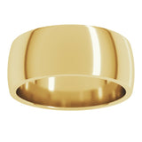 14K Yellow Gold 8 mm Lightweight Comfort-Fit Half Round Band Size 7
