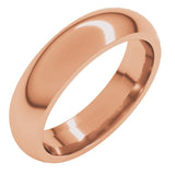 14K Rose Gold 5 mm Comfort-Fit Half Round Band Size 9.5