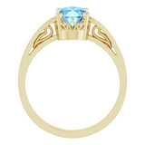 14K Yellow Gold Natural Aquamarine Solitaire Scroll Setting® Ring