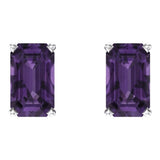 14K White Gold Natural Amethyst Earrings