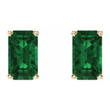 14K Yellow Gold Lab-Grown Emerald Earrings