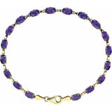 14K Yellow Gold Natural Amethyst 7 1/4" Bracelet