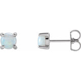 14K White Gold 5 mm Natural White Opal Earrings