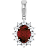 14K White Gold Natural Mozambique Garnet & 1/3 CTW Natural Diamond Pendant