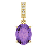 14K Yellow Gold Natural Amethyst & .03 CTW Natural Diamond Charm/Pendant