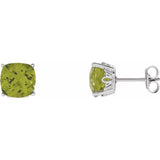 14K White Gold Natural Peridot Scroll Setting® Earrings