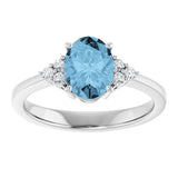14K White Gold Natural Sky Blue Topaz  and 1/10 CTW Lab-Grown Diamond Ring