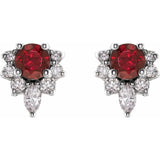 14K White Gold Natural Mozambique Garnet & 1/6 CTW Natural Diamond Earrings