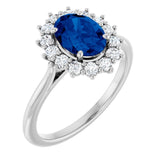 Sterling Silver Lab-Grown Blue Sapphire & 1/3 CTW Lab-Grown Diamond Ring