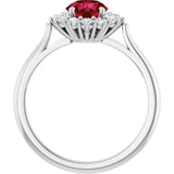14K White Gold Lab-Grown Ruby  & 1/3 CTW Lab-Grown Diamond Ring