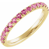 14K Yellow Gold Natural Pink Tourmaline Stackable Ring
